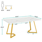 63-Inch Rectangular Dining Table for 4 to 6, Marble Table Top