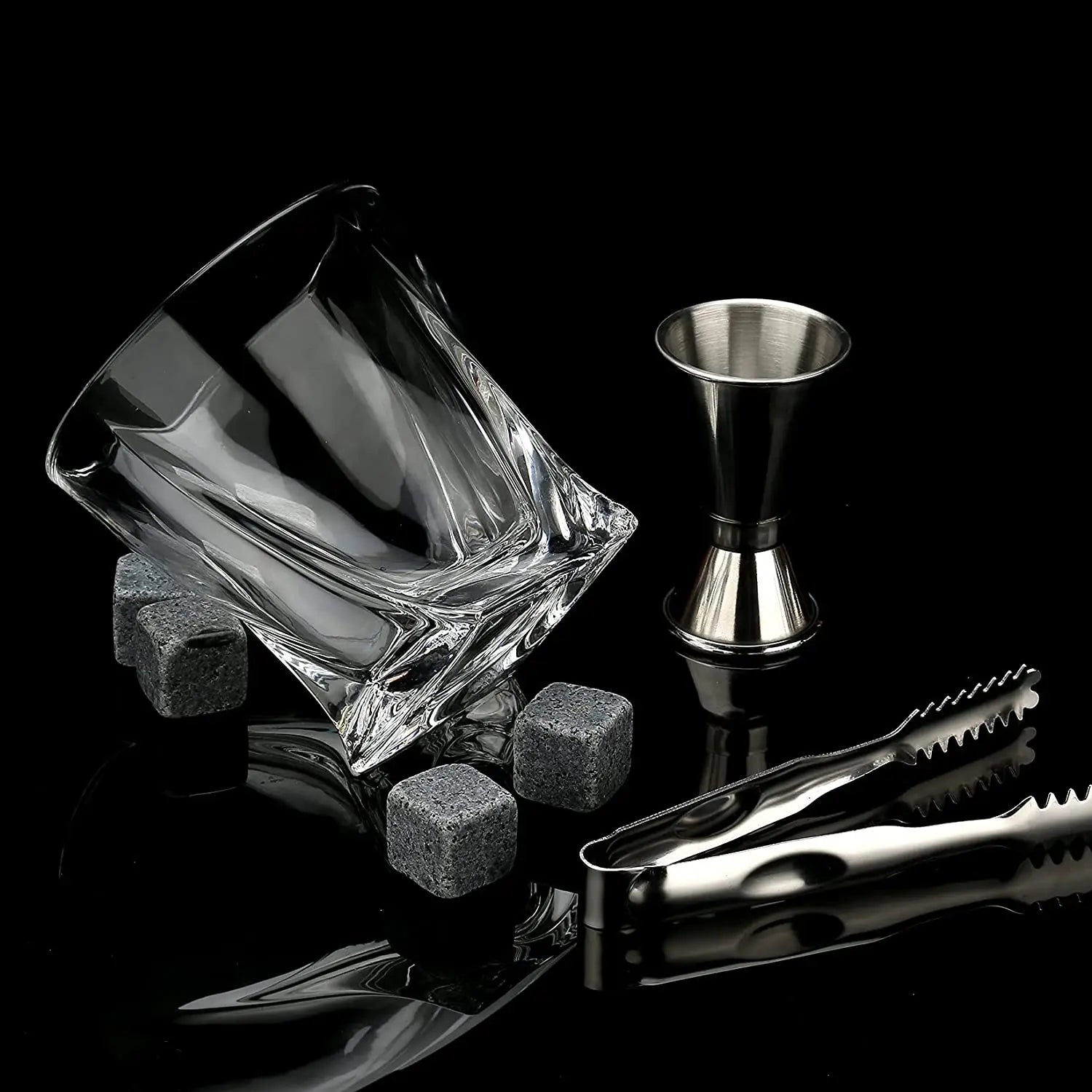 Whiskey Stones & Glasses Set, Granite Ice Cube For Whisky