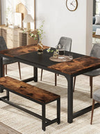 63"x31.5" Dining Table, Industrial Kitchen Table for 6-8 Person