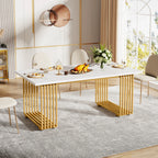 63-Inch Rectangular Dining Table for 4 to 6, Marble Table Top