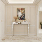 Ultra Long Silver Mirrored Entry Console Table, Vanity Table