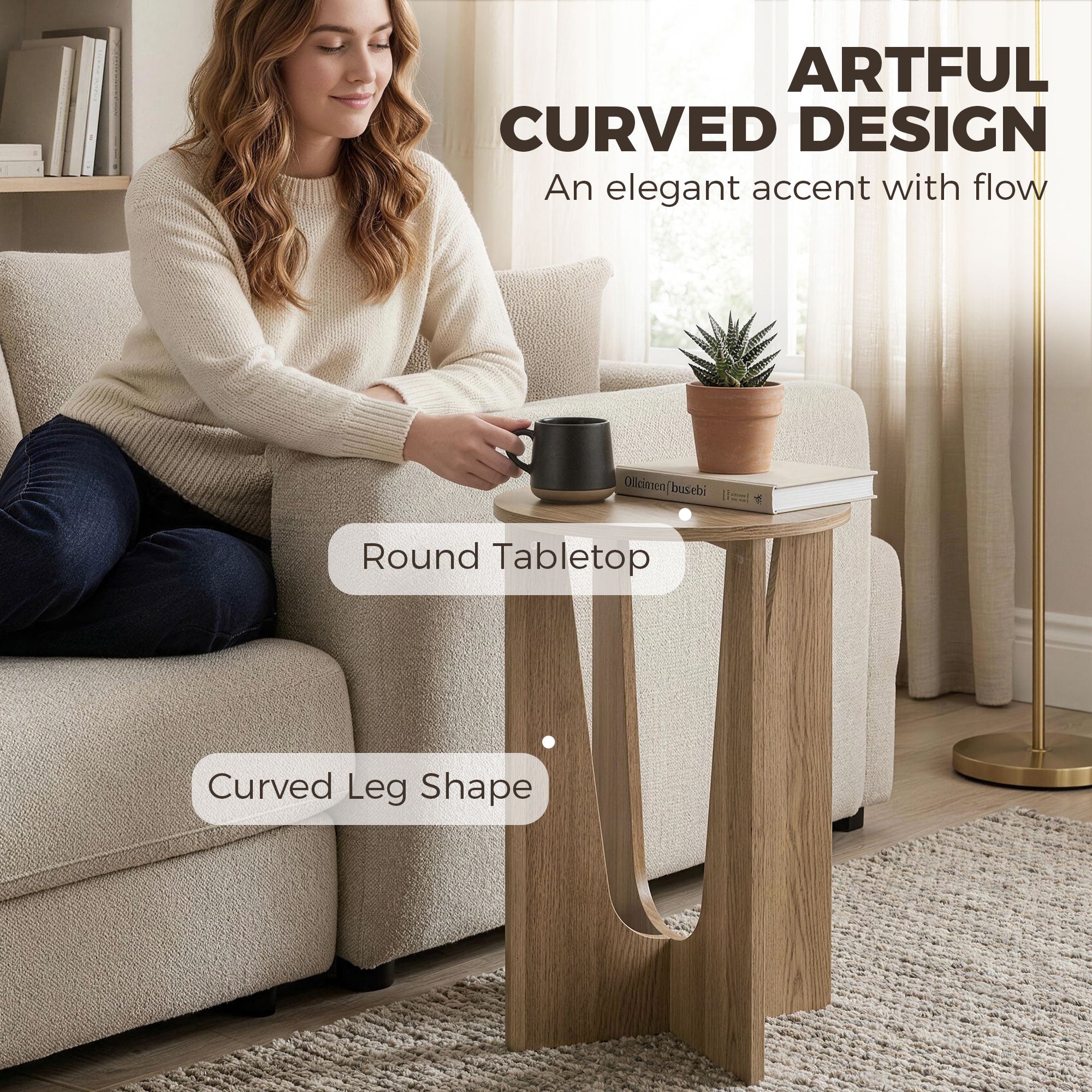 End Table Compact Round Side Table