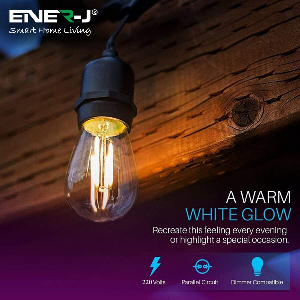 LED Filament String Light Kit, Vintage LED Bulbs, Waterproof 48ft