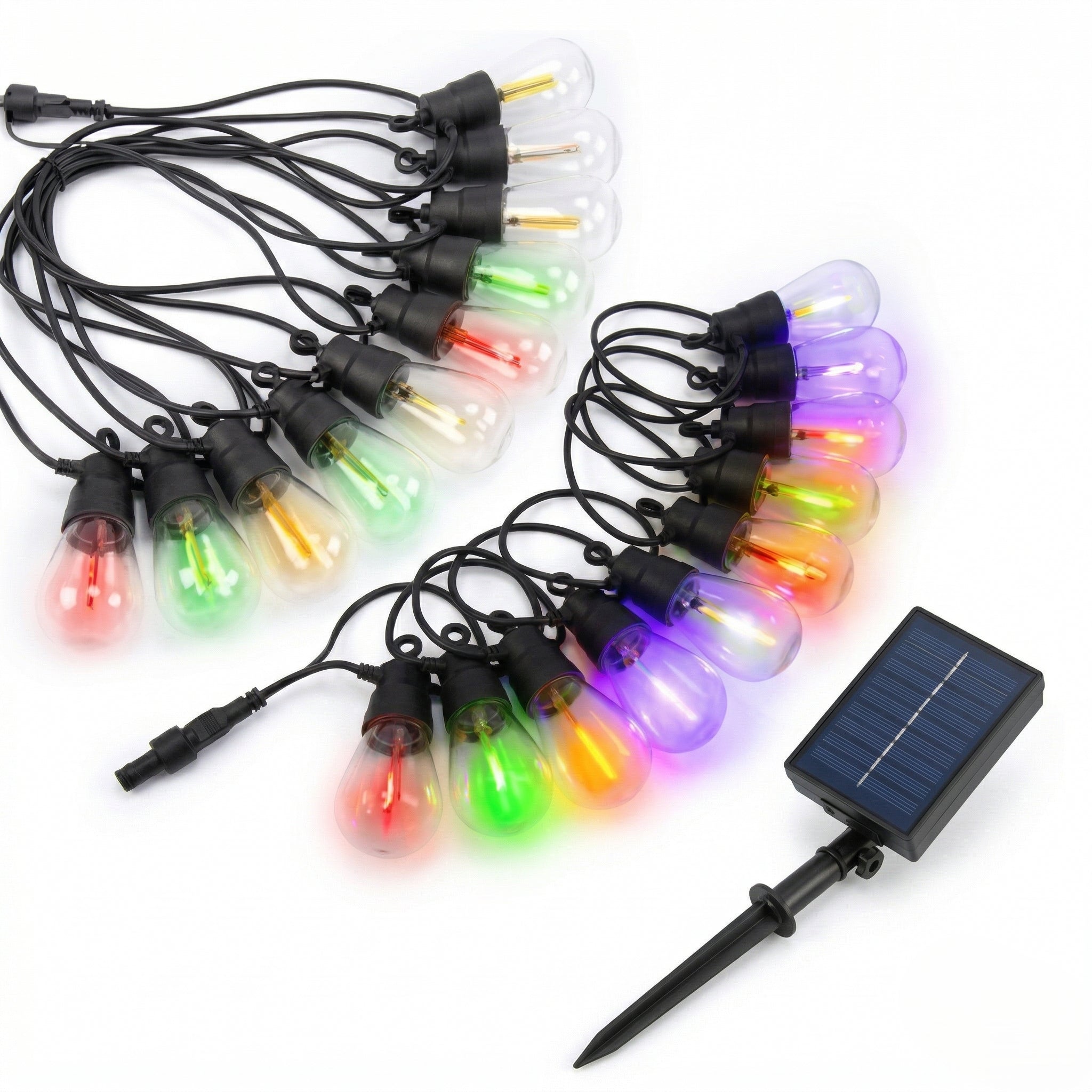 Solar RGB Meteor Show String Lights for festive season, 10 Meters