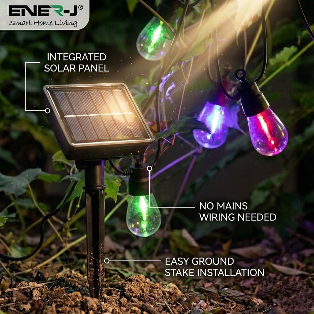 Solar RGB Meteor Show String Lights for festive season, 10 Meters