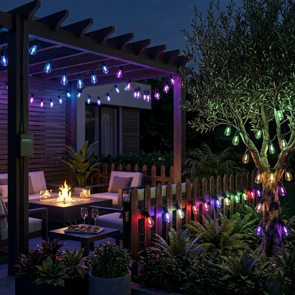 Solar RGB Meteor Show String Lights for festive season, 10 Meters
