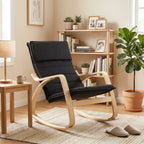 Comfortable Relax Rocking Chair with Headrest - Black