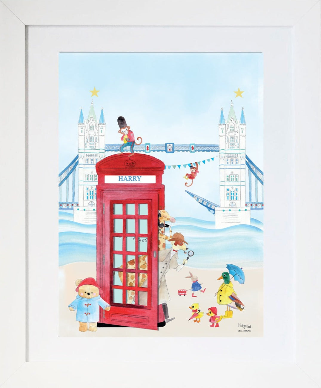 The London Bridge & Telephone Cabin -  for boys, personalised