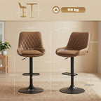 Set of Two Faux Leather Retro Bar Stools