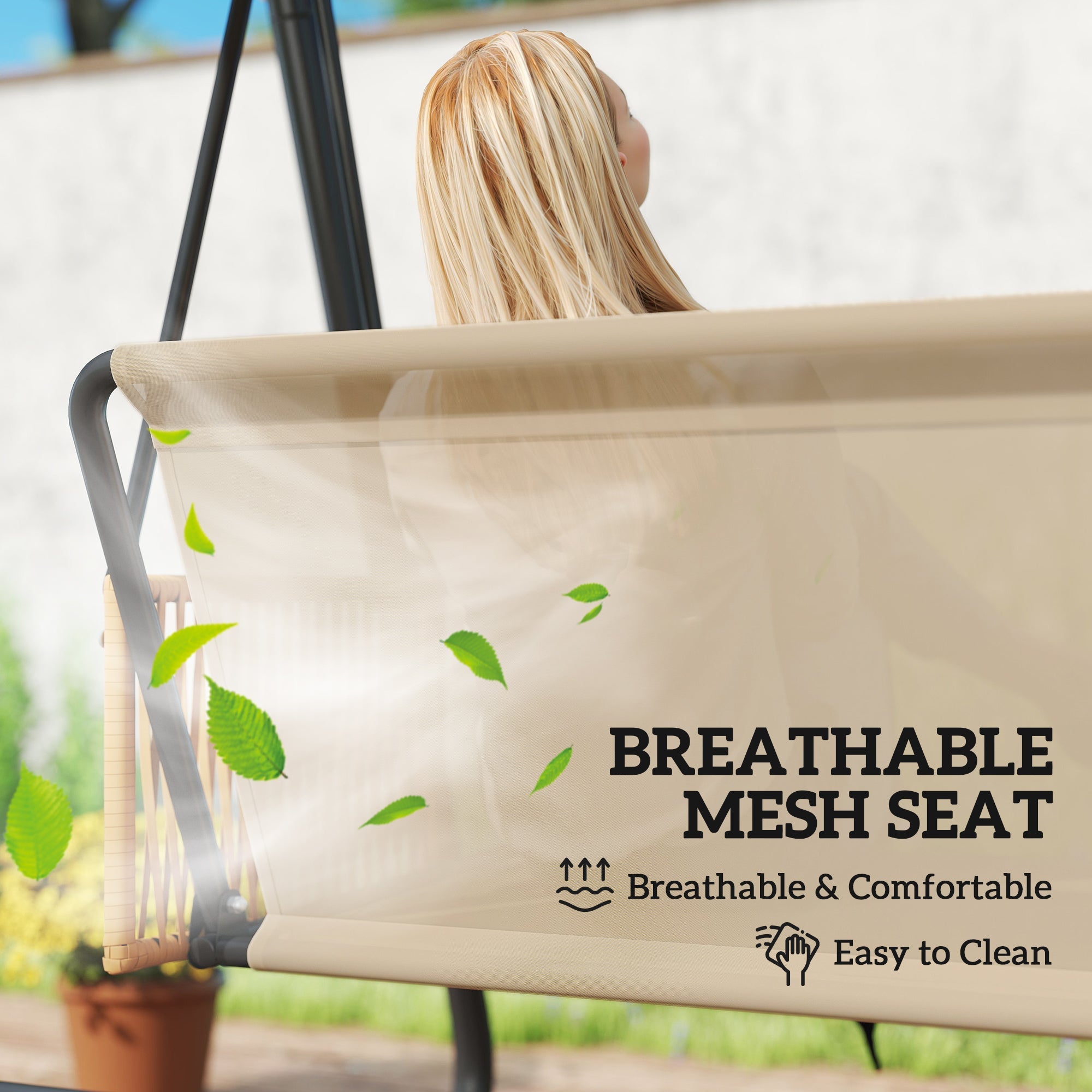 3 Seater Swing Chair with Adjustable Canopy, 360 kg