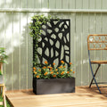 Metal Garden Bed with Trellis with Privacy Screen for Climbing Plants