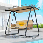 3 Seater Swing Chair with Adjustable Canopy, 360 kg