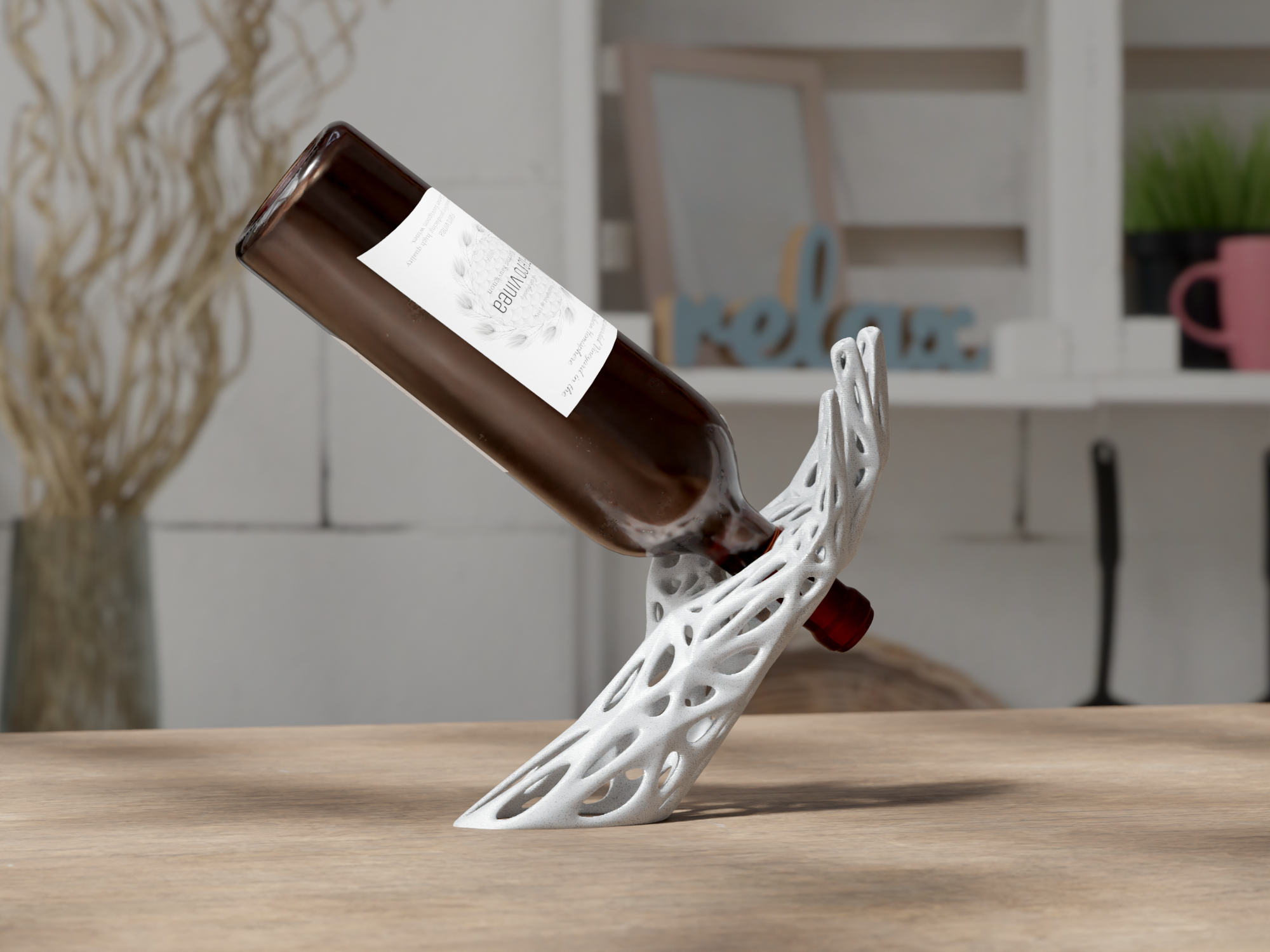 Gravity-Defying Wine Bottle Holder