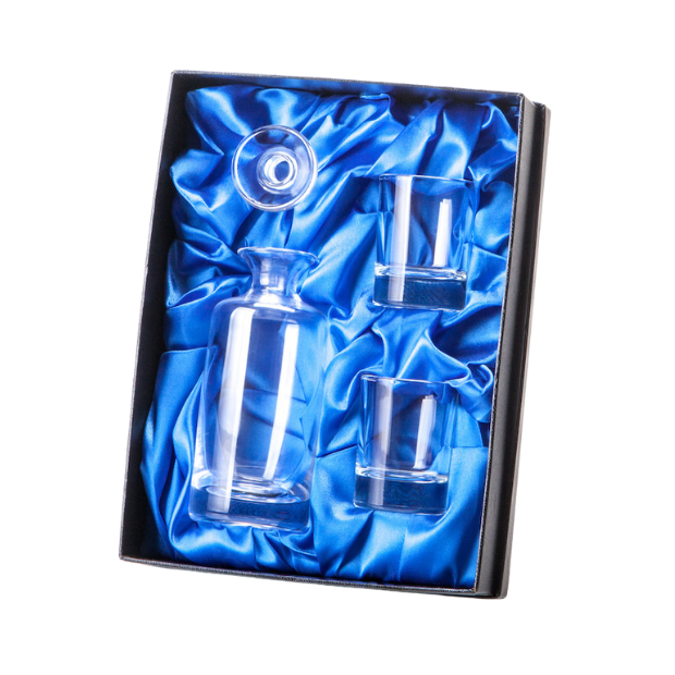 Handmade Mini Glass Decanter with 2 Shot Glasses Gift Set