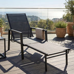Sun Lounger Retractable Footrest 5-Position Adjustable Steel Frame