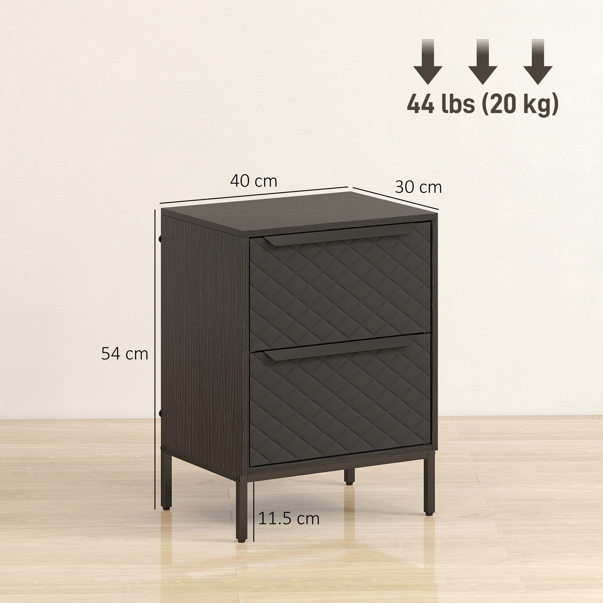 Chest of Drawers, Dresser with 2 Fabric Drawers - Black