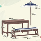 Wooden Kids Picnic Table & Bench Set with Cushions and Umbrella