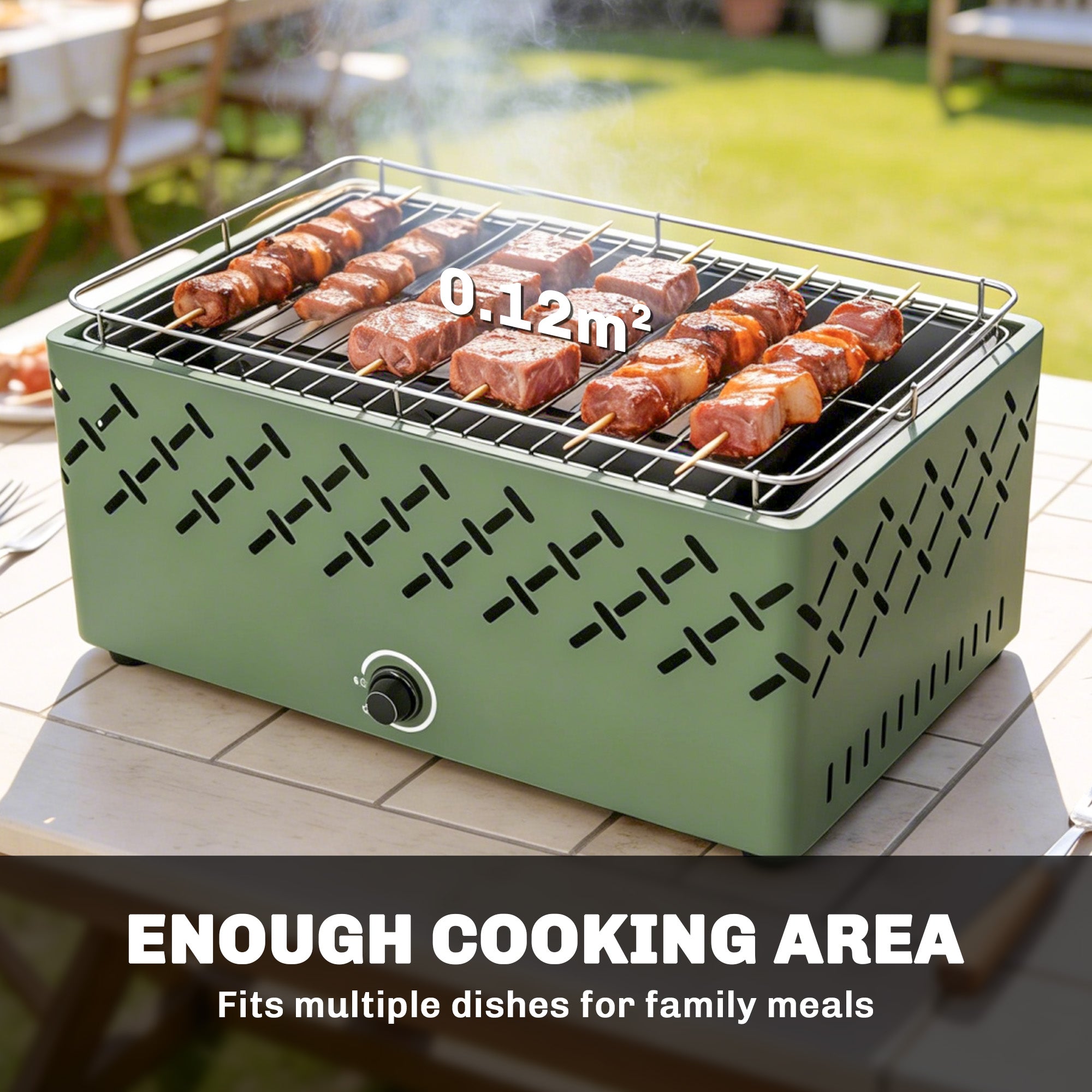 Portable Charcoal BBQ with Built-in Fan for Camping Picnic