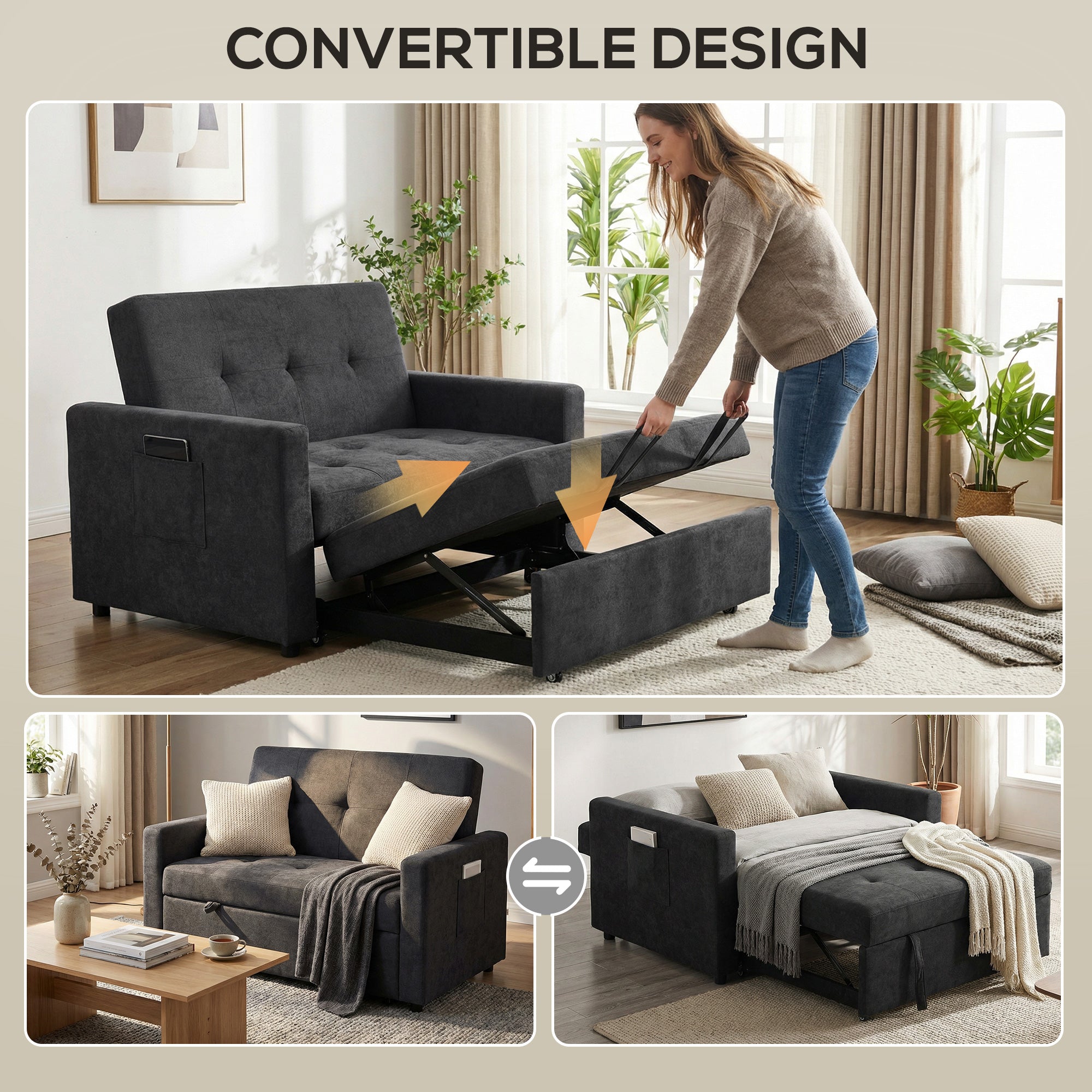 Loveseat Sofa Bed, Convertible