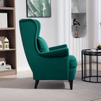 Modern Accent Chair with High Backrest and Pillow, Velvet-Feel Fabric