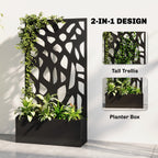 Metal Garden Bed with Trellis with Privacy Screen for Climbing Plants