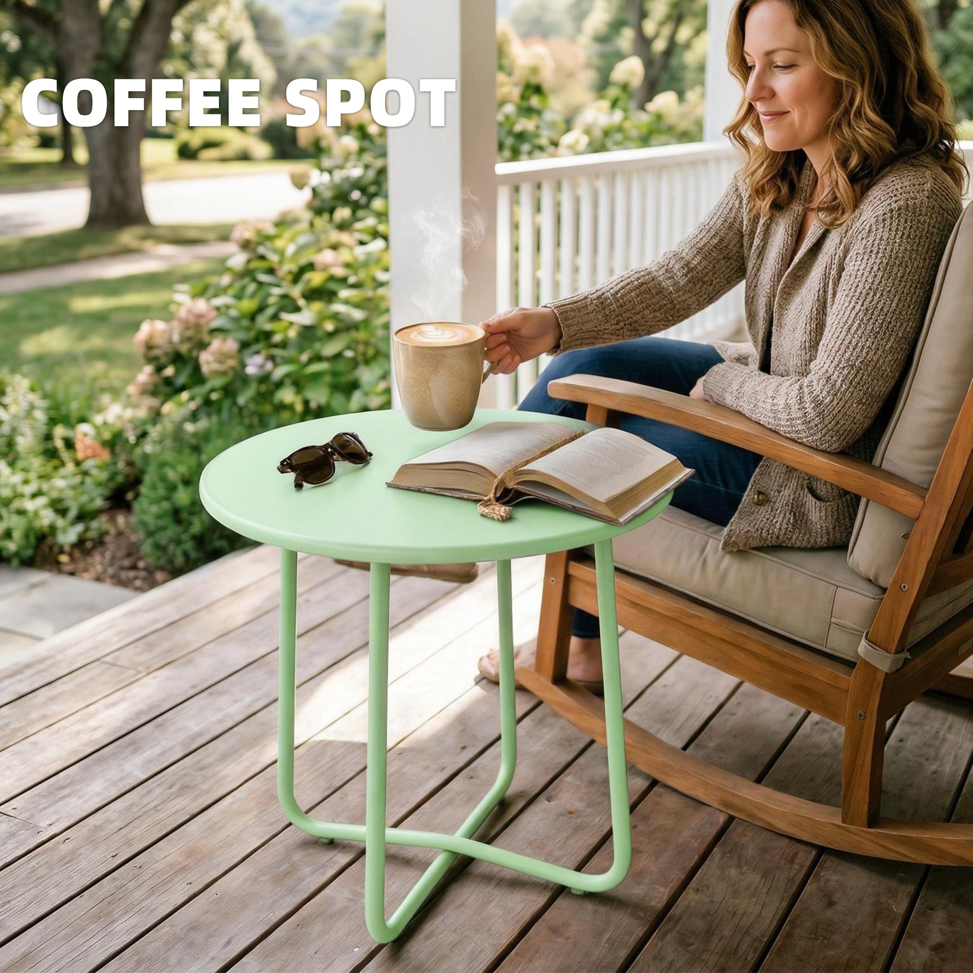 Round Garden Side Table, Metal