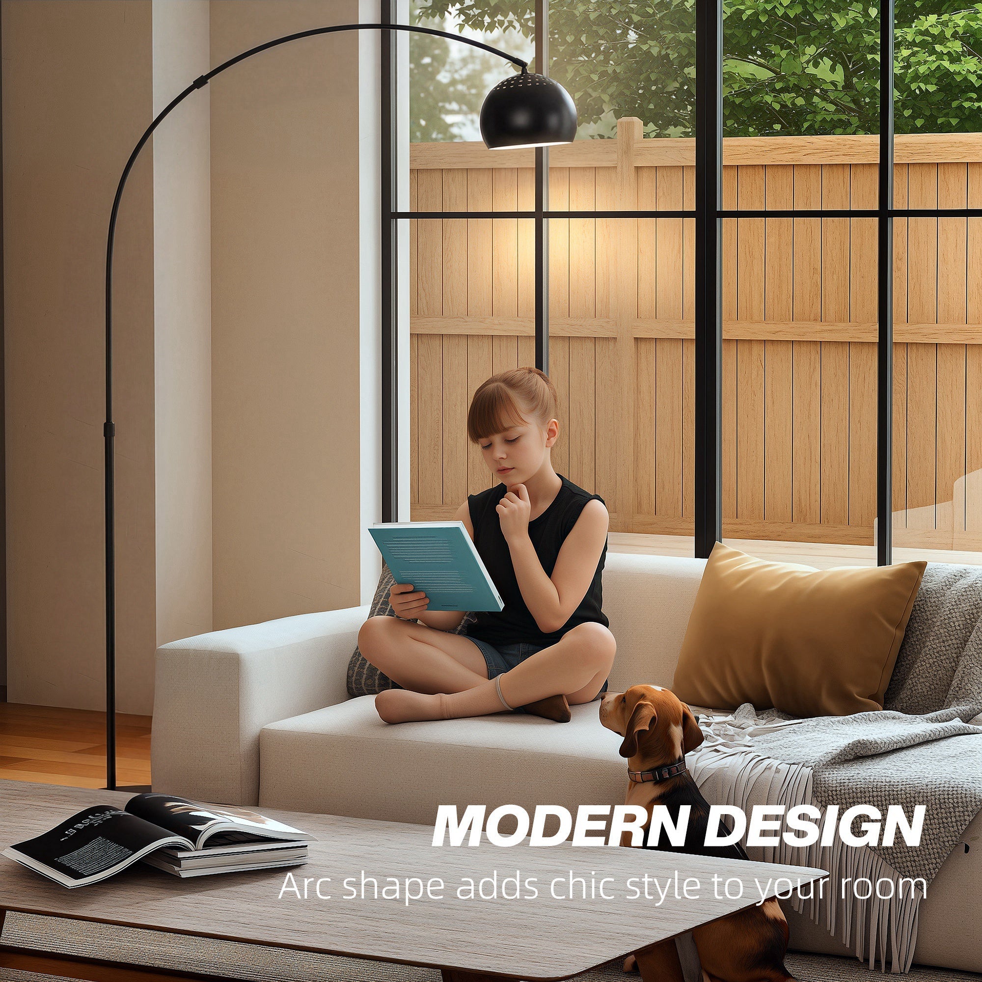 Arc Floor Lamp, Modern Adjustable Standing