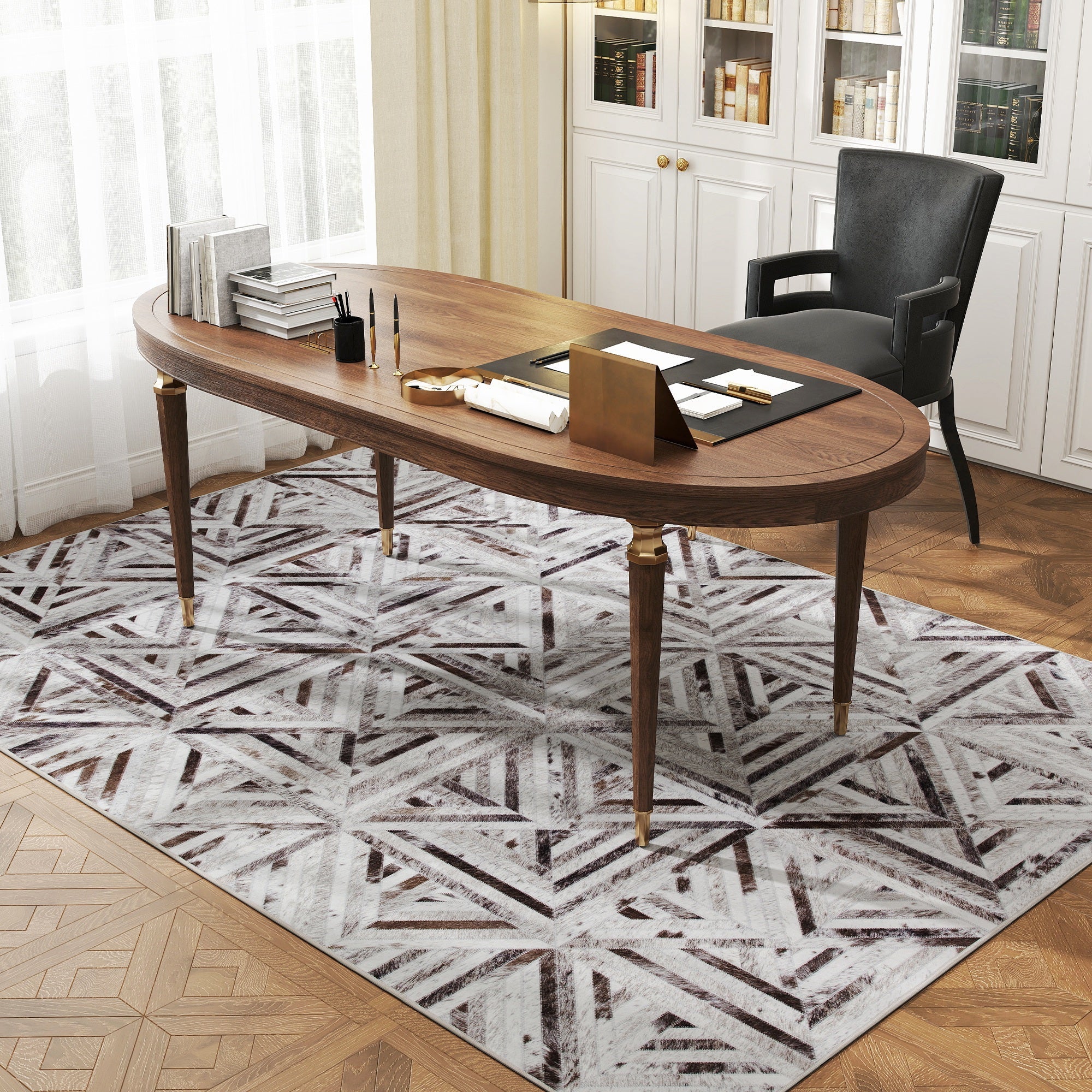 Modern Area Rug, Triangle Pattern Non-Slip Washable