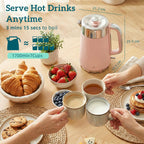 Electric Stainless Steel Kettle and Toaster Set - Pink