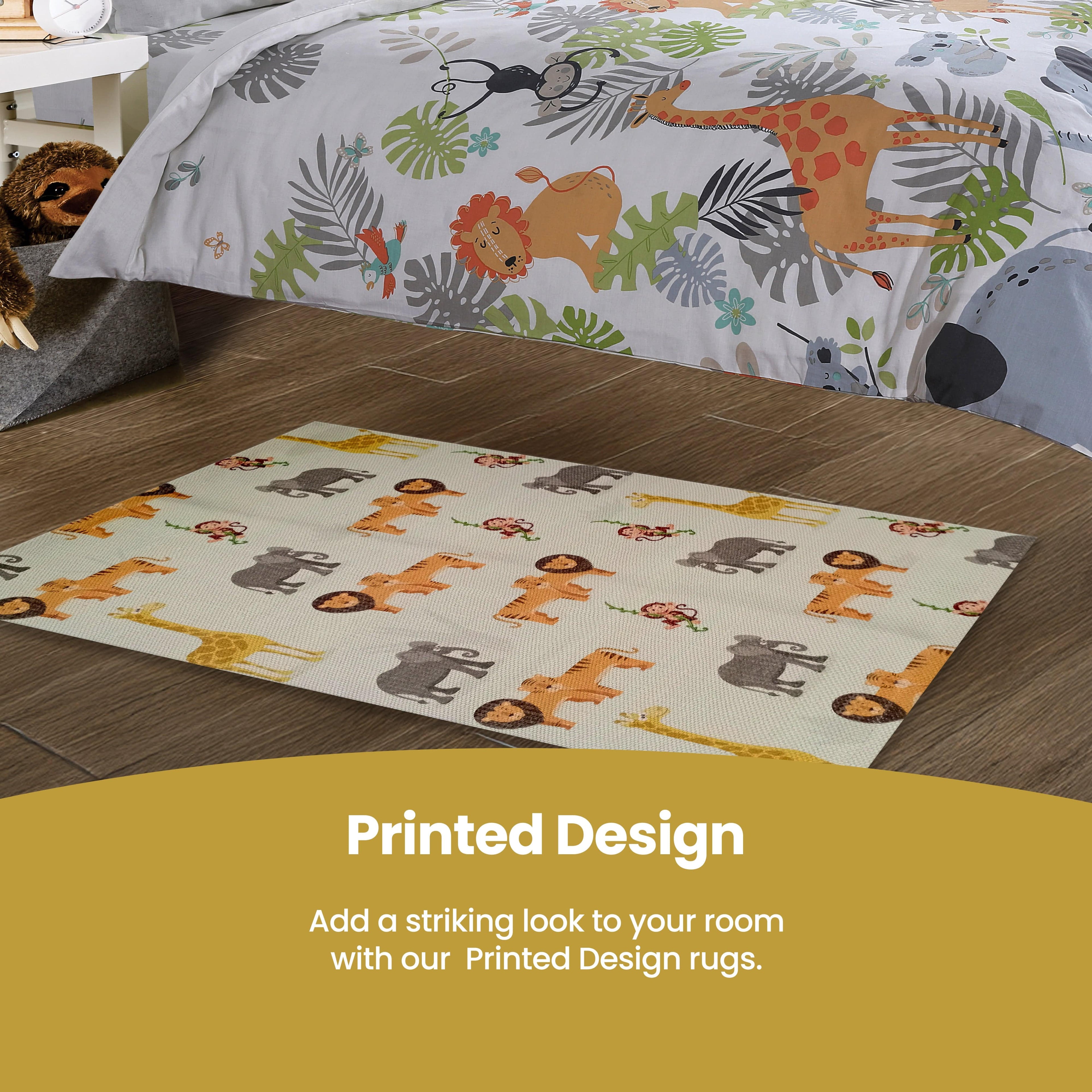 Safari Animal Print Rug - Non Slip Soft Durable