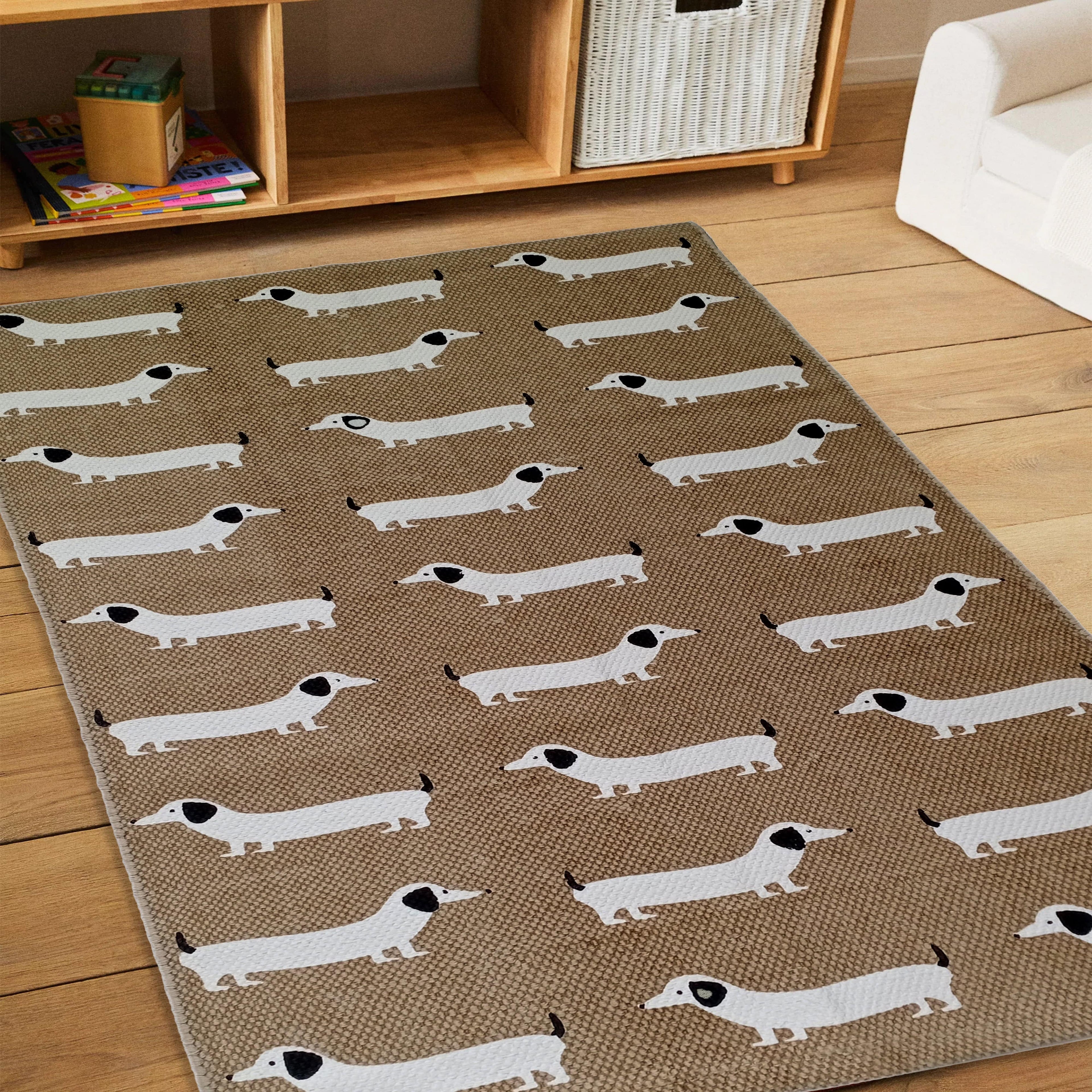 Animal Print Sausage Dog Non-Slip Rug Eco-Friendly
