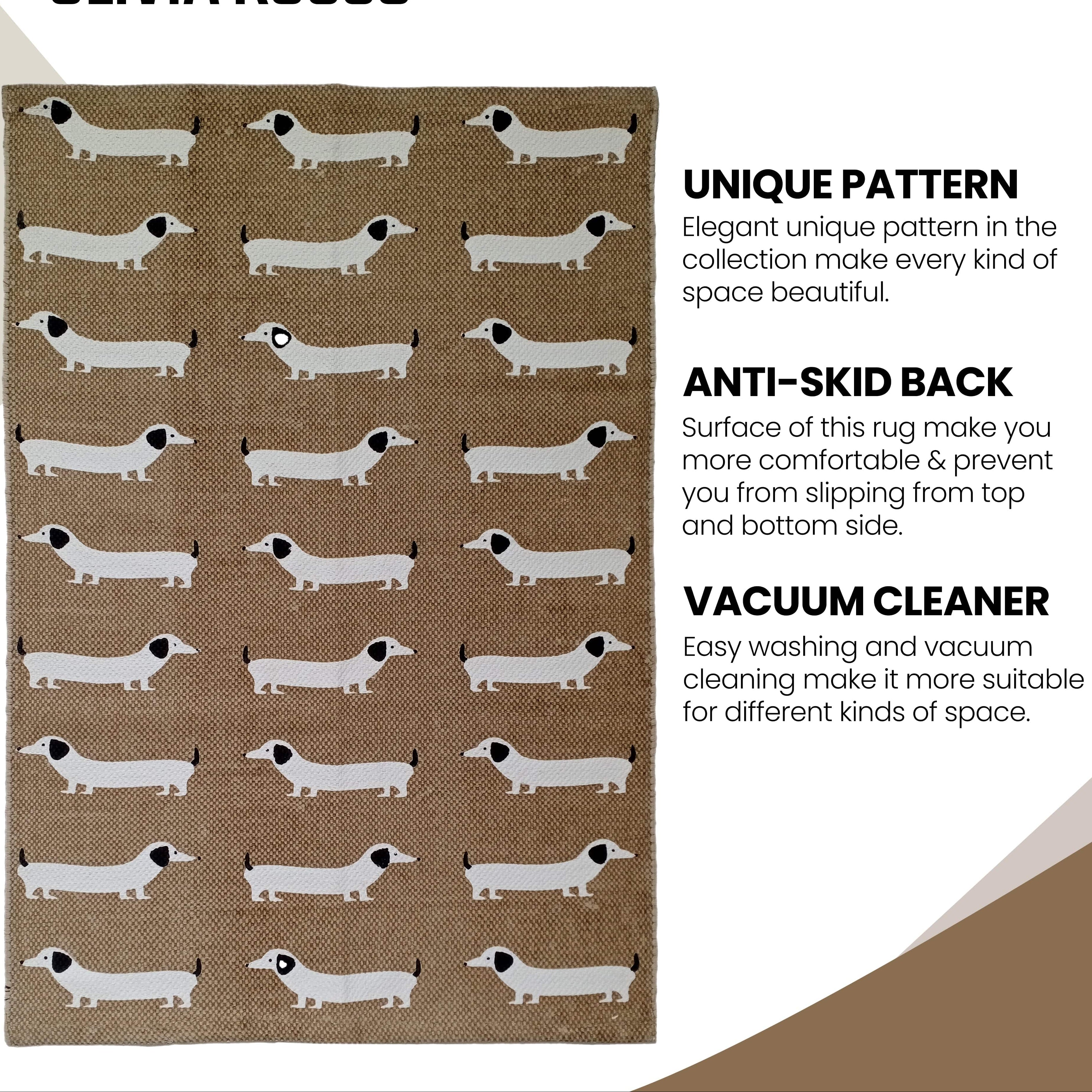 Animal Print Sausage Dog Non-Slip Rug Eco-Friendly
