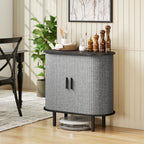 Tambour Sideboard with Fluted Sliding Doors,Wooden Legs