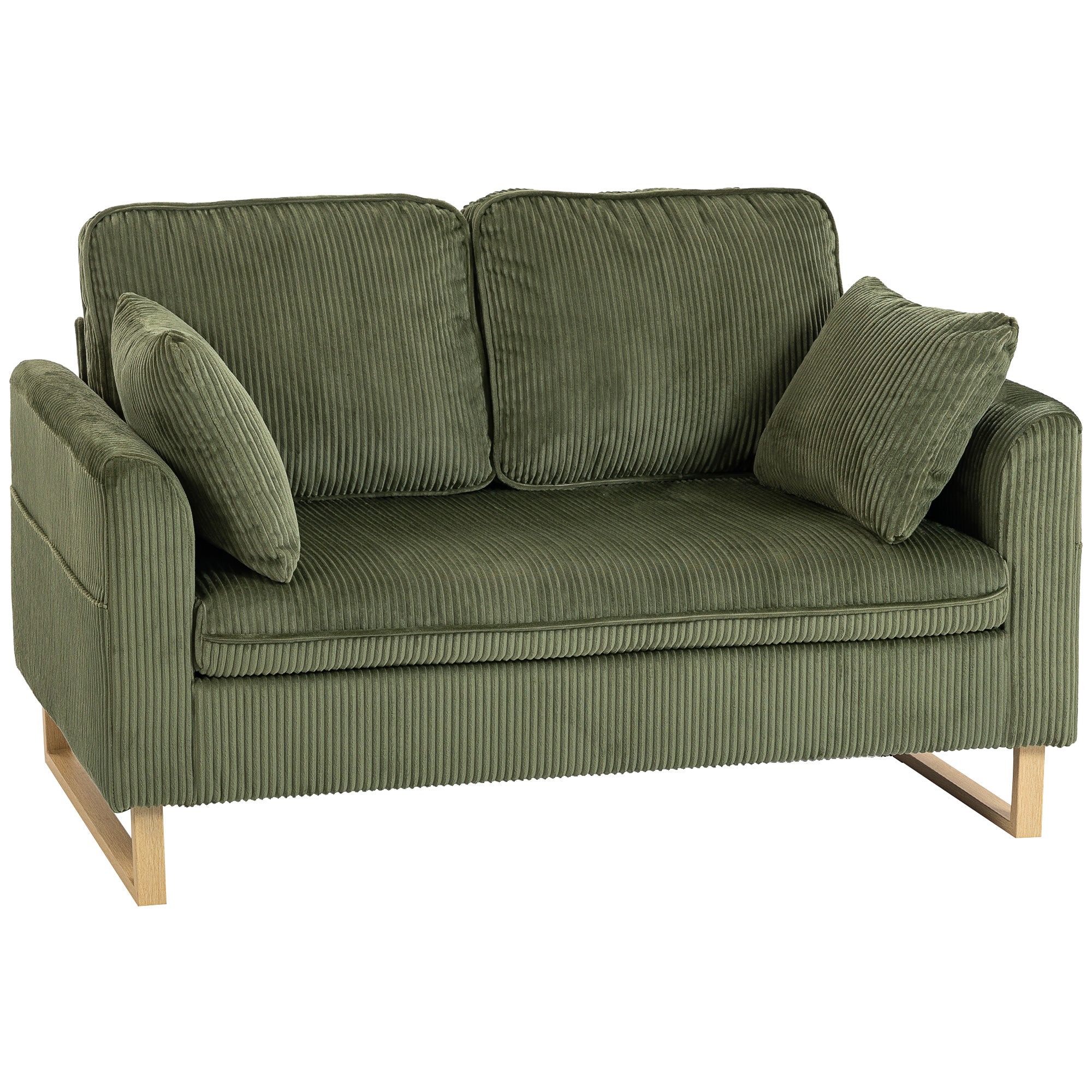 2 Seater Sofa, 140 cm Loveseat Sofa, Dark Green