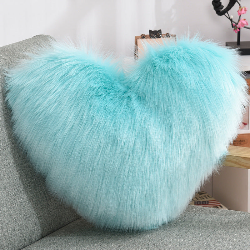 Heart Shape Plush Fluffy Shaggy Cushion