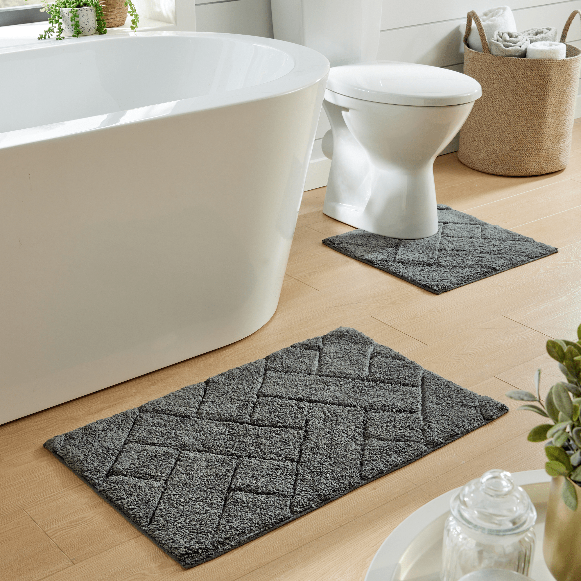 Cotton Bath Mat & Pedestal Set - Super Soft & Absorbent