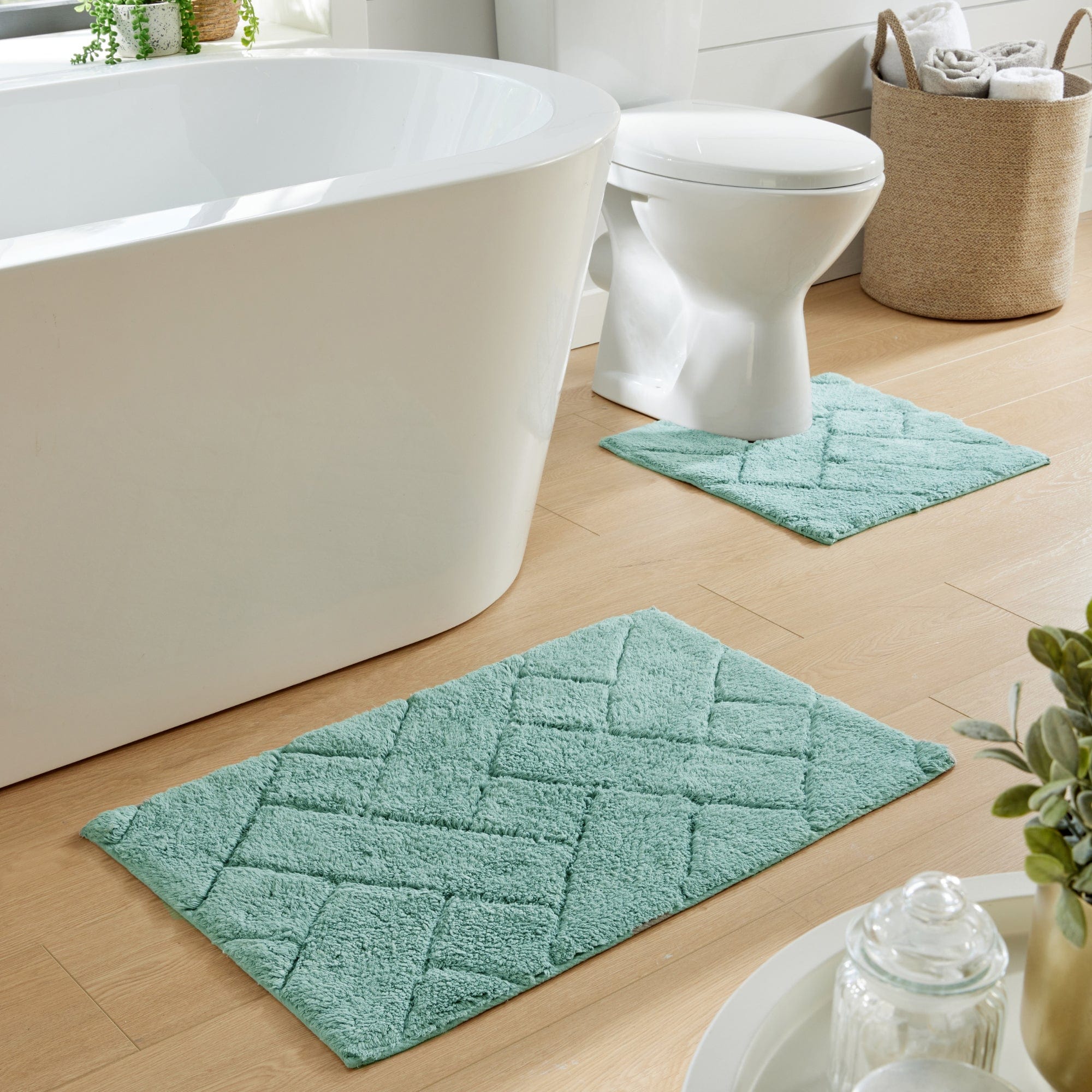 Cotton Bath Mat & Pedestal Set - Super Soft & Absorbent