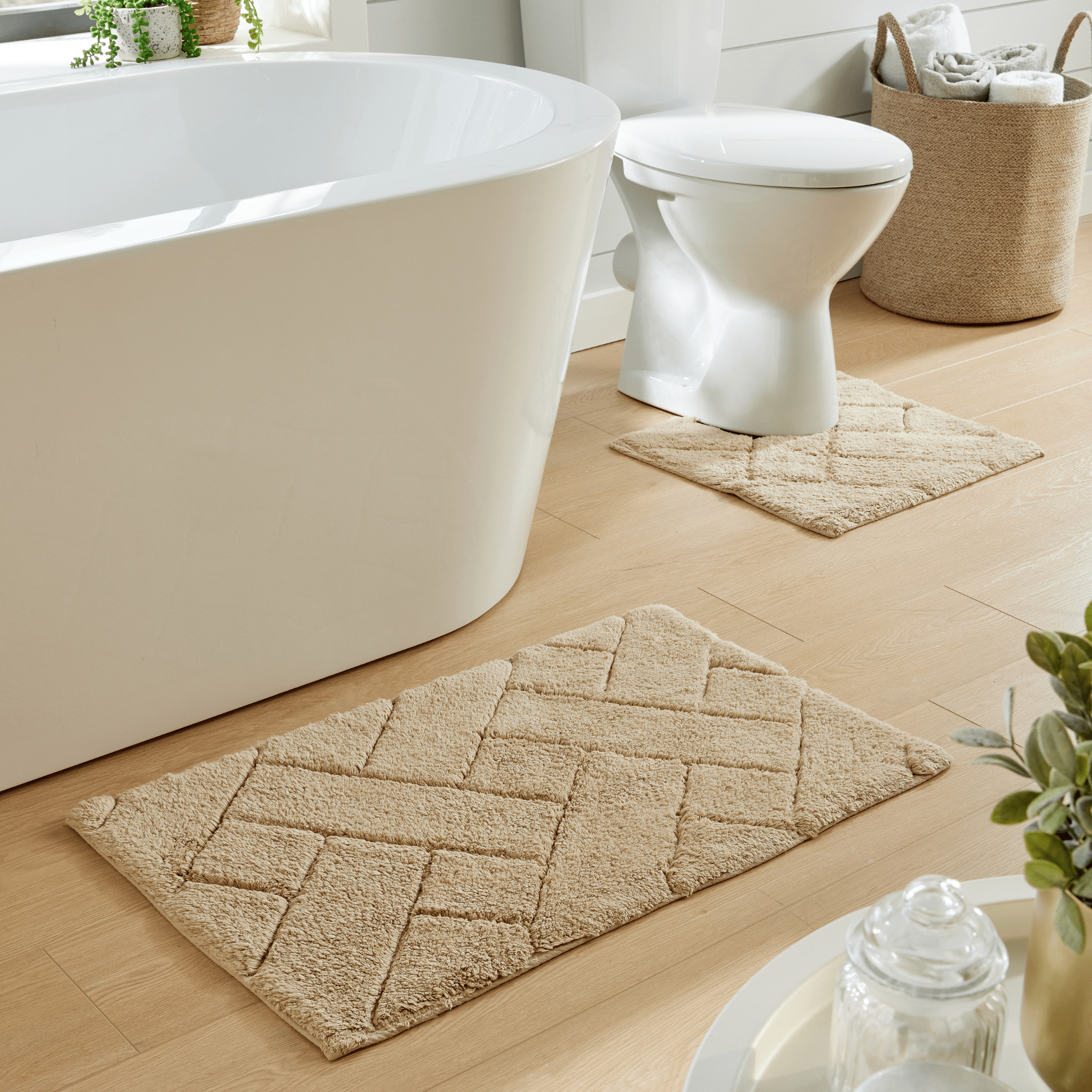 Cotton Bath Mat & Pedestal Set - Super Soft & Absorbent