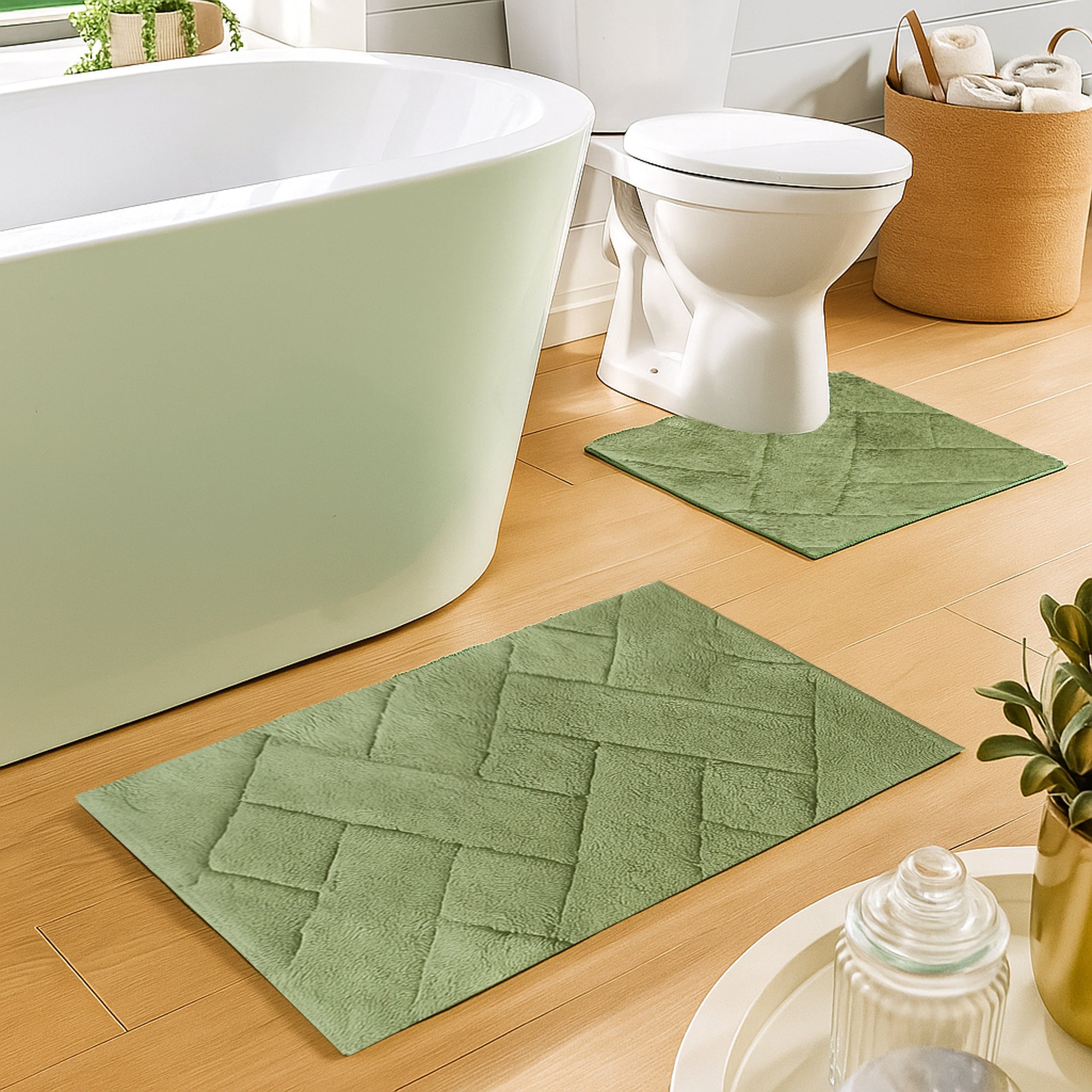 Cotton Bath Mat & Pedestal Set - Super Soft & Absorbent