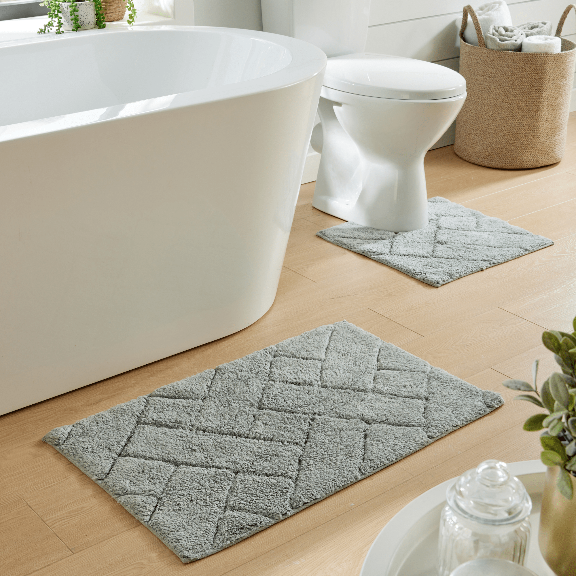 Cotton Bath Mat & Pedestal Set - Super Soft & Absorbent