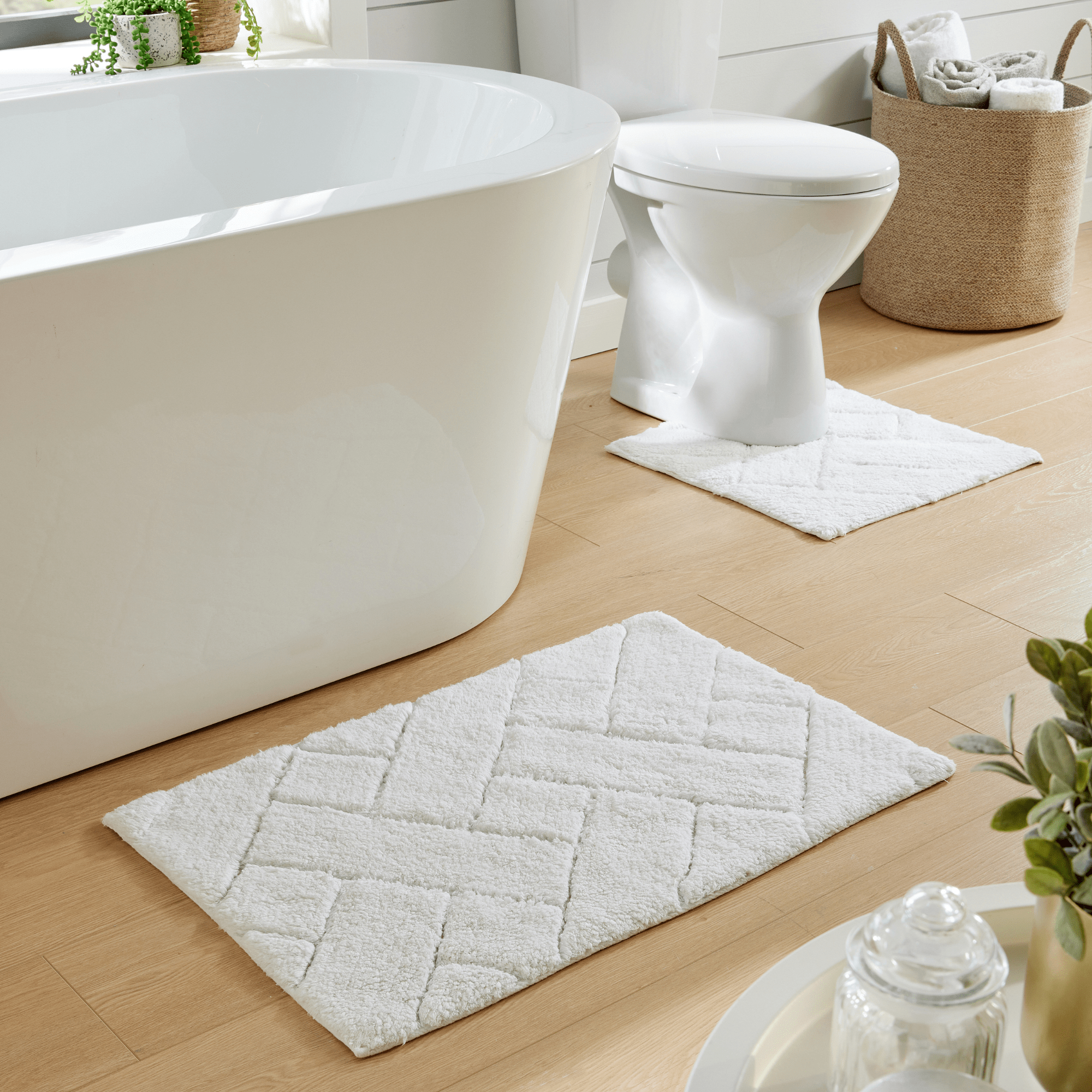 Cotton Bath Mat & Pedestal Set - Super Soft & Absorbent