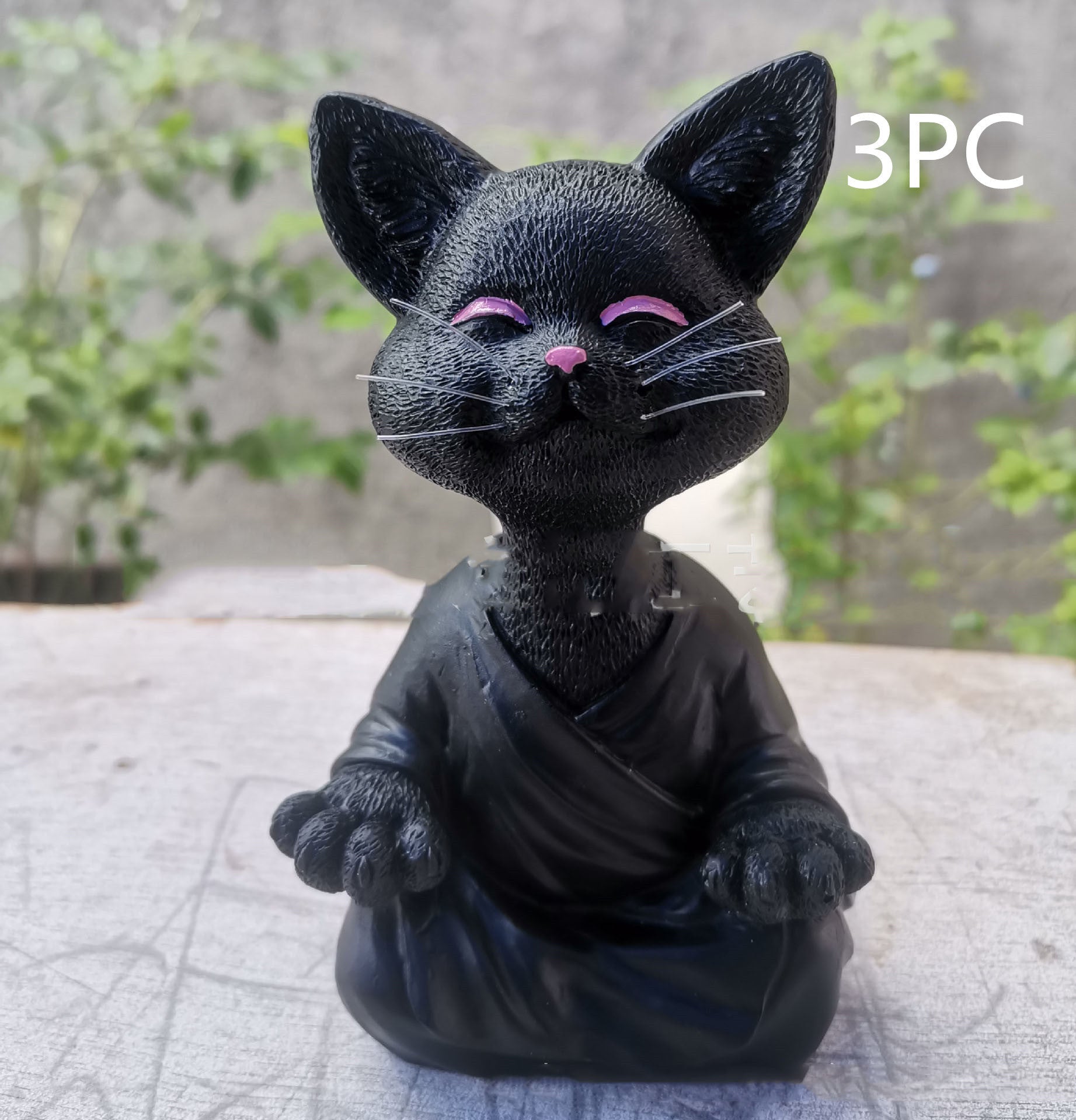 Buddha Cat Figurine, Collectible Happy Cat Decor, Meditation Yoga