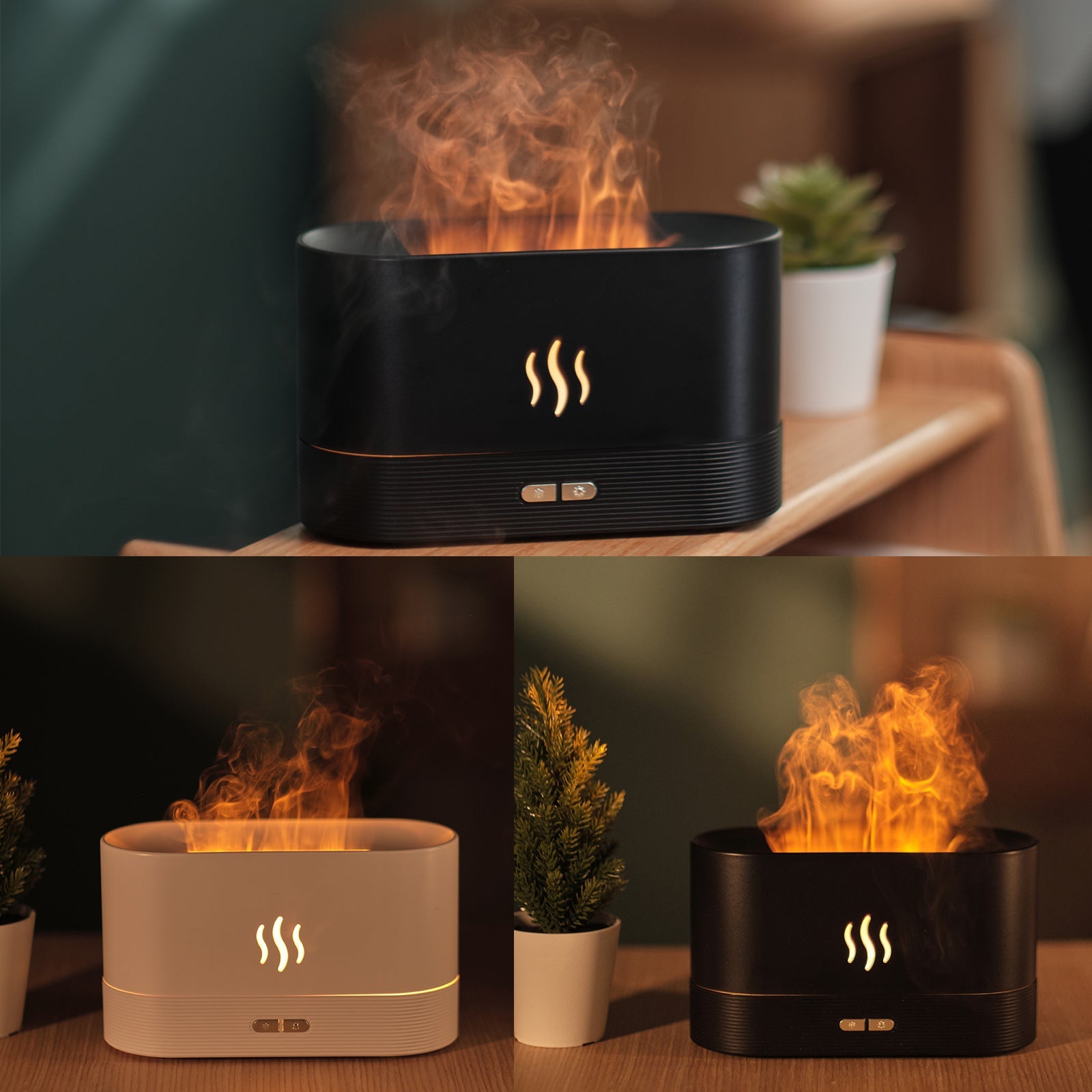 Diffuser With Flame Light Mist Humidifier Aromatherapy