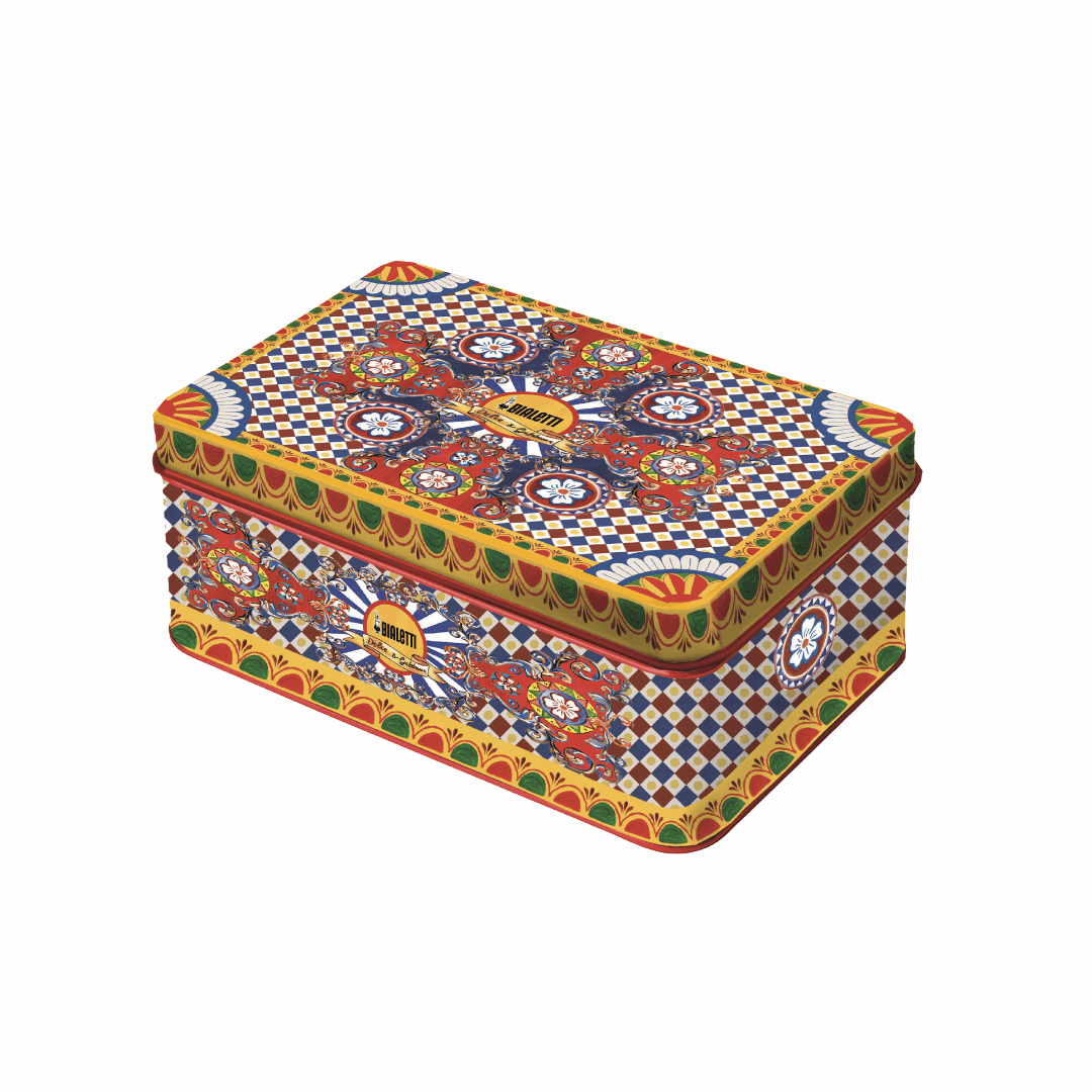 Bialetti x Dolce&Gabbana Sicilian Cart Gift Set – Moka 2 Cup, 2 Cups & Gold Stirrers