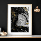 Black & Gold Abstract Marble Art Set of 3