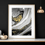Black & Gold Abstract Marble Art Set of 3