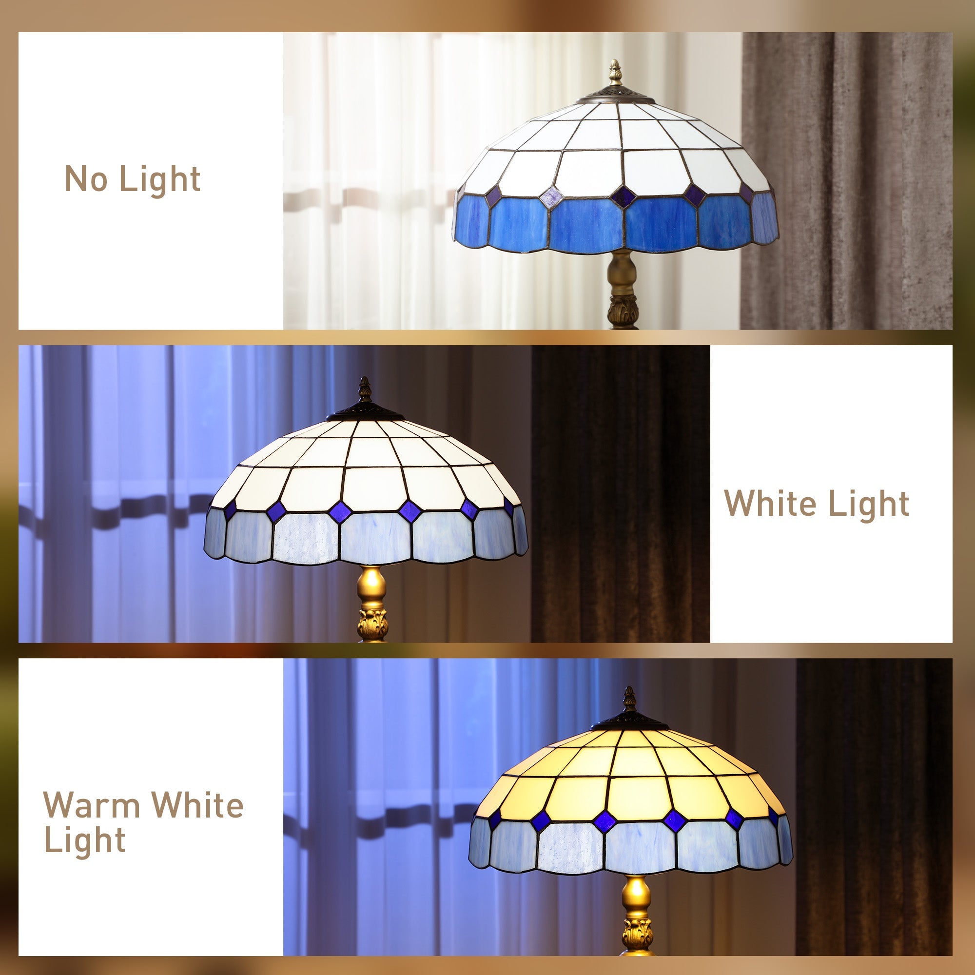 Vintage Floor Lamp with Handcrafted Stained Glass Shade