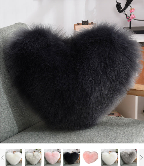 Heart Shape Plush Fluffy Shaggy Cushion