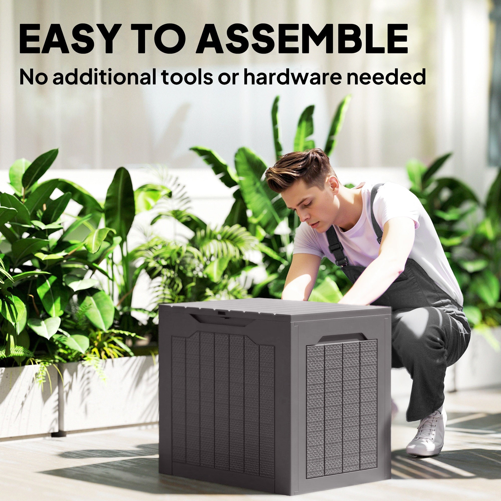 93L Plastic Outdoor Garden Storage Container with Handles, Waterproof
