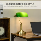 Banker's Table Lamps Set of 2 with Antique Bronze Tone Base